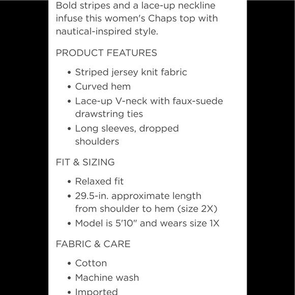 CHAPS River Path Tie Front Striped Long Sleeve Henley NEW - Picture 10 of 10